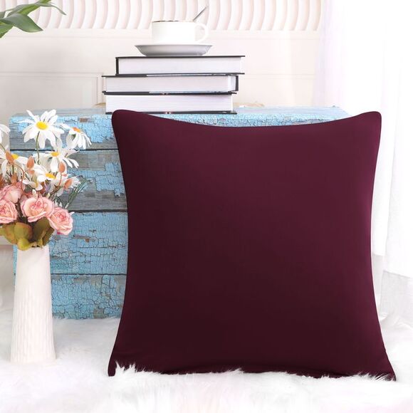 Square Throw Pillow Case Cushion Cover Home Sofa 18" x 18" Burgundy - Picture 4 of 6